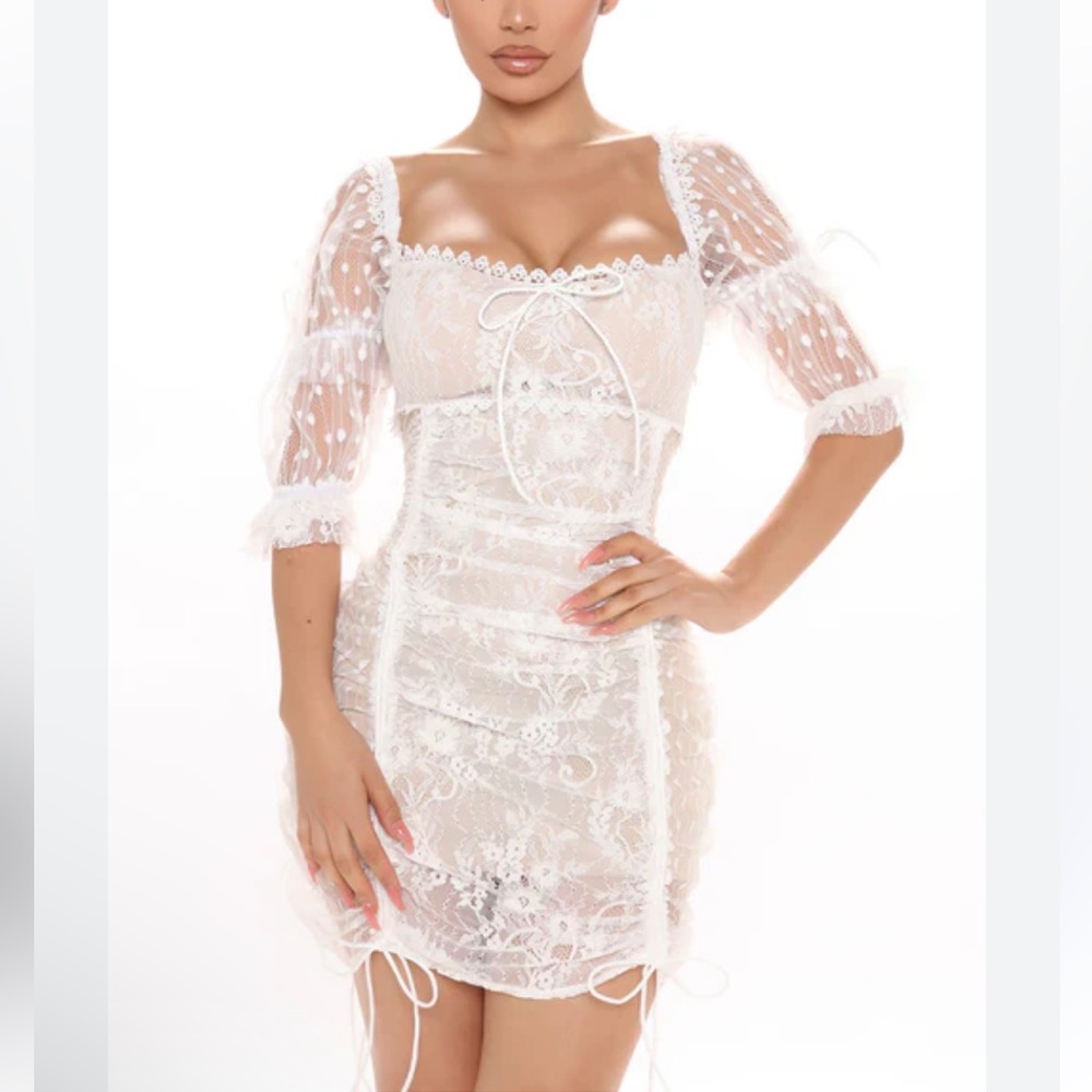 Lace Square Neck Mini Dress